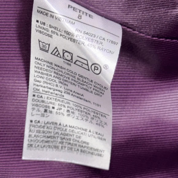 Banana Republic Womens Pant Suit Set 8 Petite Purple Satin Wide Leg Blazer NWT - Picture 11 of 11